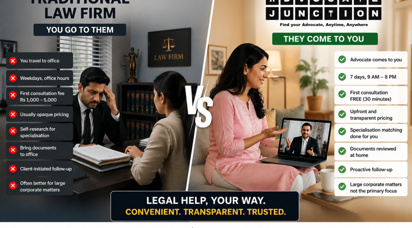 AdvocateJunction vs Traditional Law Firms Delhi NCR