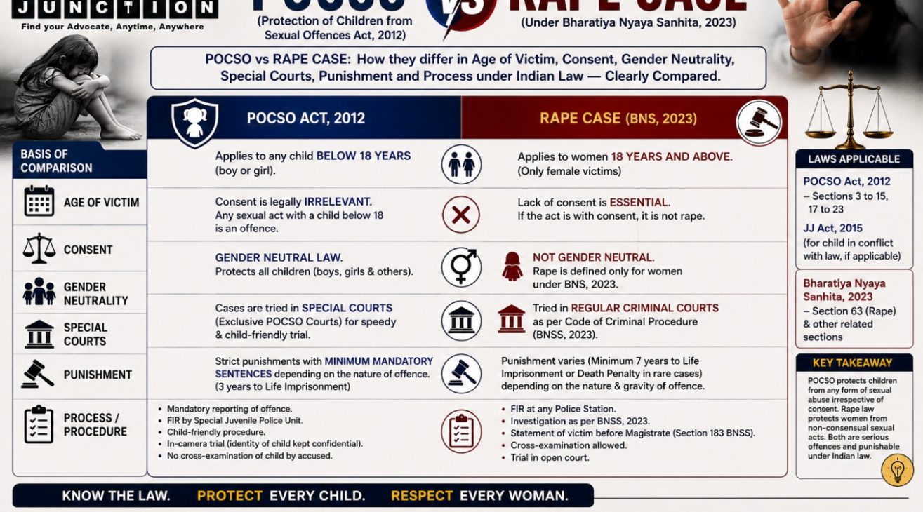 POCSO vs Rape Case: What’s the Difference Under Indian Law?